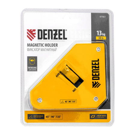 Фиксатор магнитный DENZEL отключаемый для сварочных работ усилие 30 LB, 45х90 град.