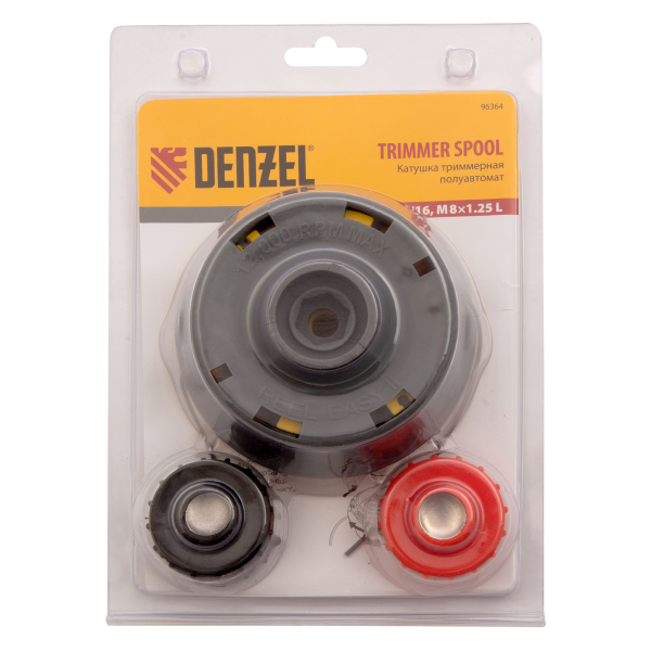 Катушка для триммера DENZEL 96364, полуавтомат, шестигранник Hex x 15/6, М8 левый