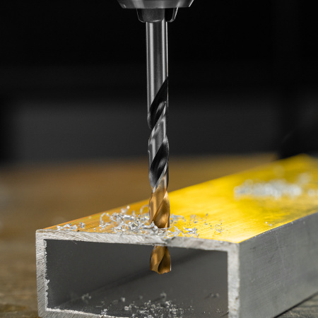 Сверло спиральное по металлу DENZEL 6 x 93 мм, Р6М5, Golden Tip, многогранная заточка