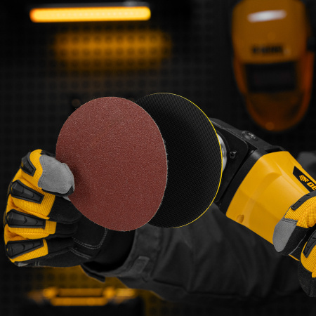 Тарелка опорная для дрели и УШМ DENZEL с липучкой, 115 мм, мягкая, с адаптером c М14 на d8