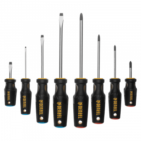 Набор отверток DENZEL 8 пр., CrV, трехкомпонентная рукоятка
