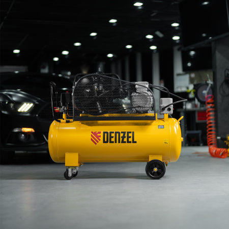Компрессор воздушный DENZEL BCW3000-T/100, 3.0 кВт, ременный привод, 100 литров, 520 л/мин