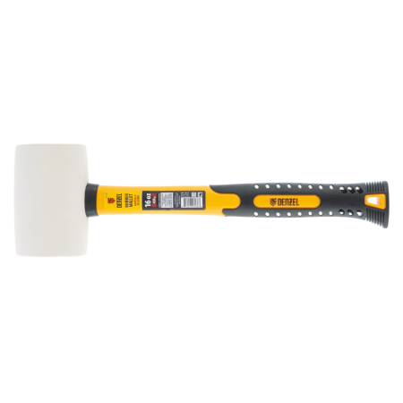 Киянка резиновая DENZEL 16 oz, белая резина, фибергласовая рукоятка