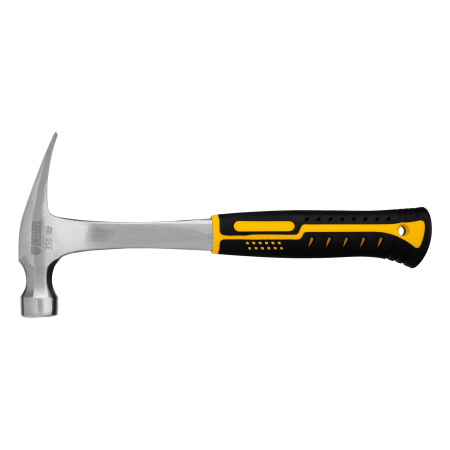 Молоток-гвоздодер DENZEL 350 г, цельнометаллический, двухкомпонентная рукоятка