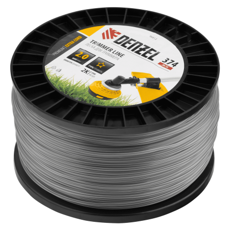 Леска для триммера DENZEL двухкомпонентная звезда, 2,0мм х 374м, на DIN катушке EXTRA CORD