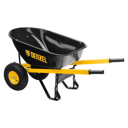 Тачка строительная DENZEL усиленная, объем 140 л, 250 кг, двухколесная, колесо 15х6.00-6