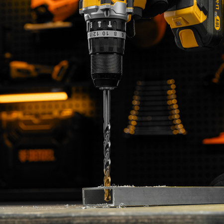 Сверло спиральное по металлу DENZEL 10 х 184 мм, Р6М5, Golden Tip, удлиненное