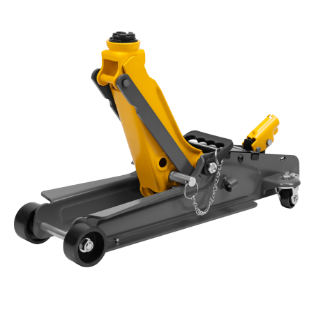 Домкрат гидравлический подкатной с фиксатором DENZEL 2,5 т, 85-385 мм