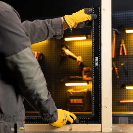 Угольник DENZEL 400 х 600 мм, алюминиевый, лазерная гравировка