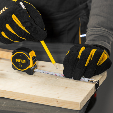 Рулетка DENZEL 3м х 16мм, двухкомп. корпус, магнитный обрезиненный зацеп