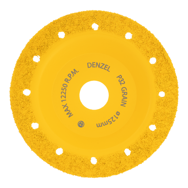 Чашка твердосплавная зачистная DENZEL, 125 мм, Плоская, мелкое зерно #32
