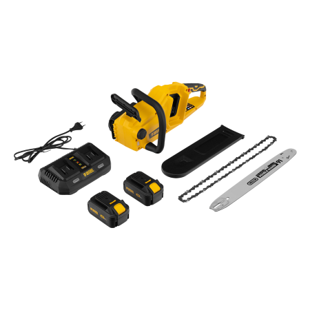 Аккумуляторная цепная пила DENZEL RCS400-36, Li-ion, 36 В, 4 Ач, шина 400 мм, бесщеточная