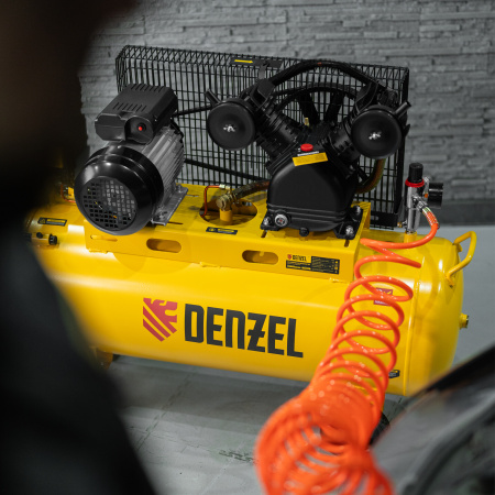Компрессор воздушный DENZEL BCV2300/100, 2.3 кВт, ременный привод, 100 литров, 440 л/мин