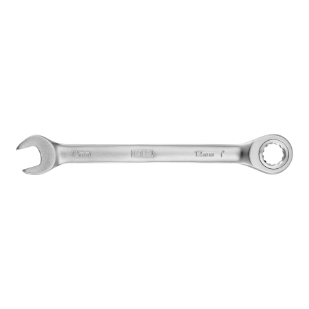 Ключ комбинированный трещоточный DENZEL, 12 мм, CrV, матовый хром