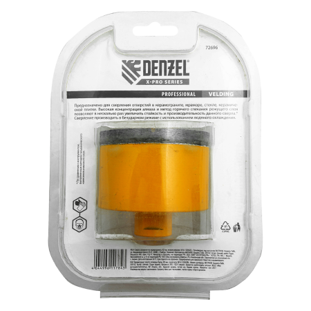 Сверло алмазное по керамограниту DENZEL 72696, 82 мм, М14, мокрая резка