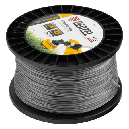 Леска для триммера DENZEL двухкомпонентная квадрат, 2,4мм х 175м, на DIN катушке EXTRA CORD
