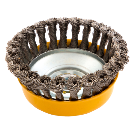 Щетка для УШМ DENZEL 746273, 125 мм, «чашка», крученая нержавеющая проволока 0.5 мм, М14