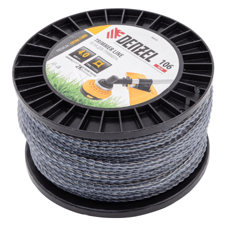 Леска для триммера DENZEL 96826 двухкомпонентная витой квадрат, 4,0мм х 106м, на DIN катушке EXTRA CORD