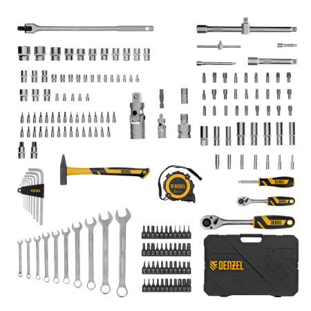 Набор инструментов DENZEL 1/2", 1/4", CrV, S2, пластиковый кейс, 194 предмета