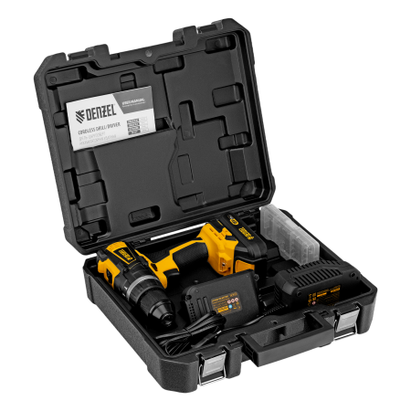 Дрель-шуруповерт аккумуляторная ударная бесщет DENZEL CIDB-IB-18-02, Li-Ion, 18 В, 2 акк.