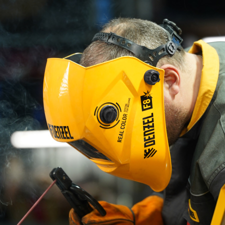 Щиток защитный лицевой DENZEL (маска сварщика) F8, см. окно 100х50, Real Color, DIN4/5-8/9-13