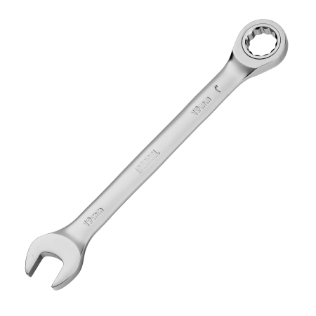 Набор ключей комбинированных трещоточных DENZEL 6-19 мм, 12 шт., CrV, матовый хром