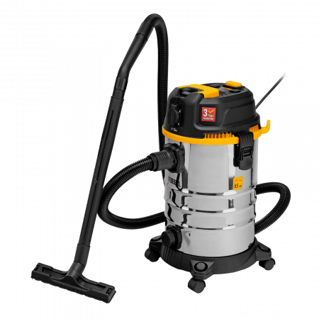 Пылесос строительный DENZEL RVC30, 1400 Вт, бак 30 л, шланг 3 м, розетка с автосинхр.