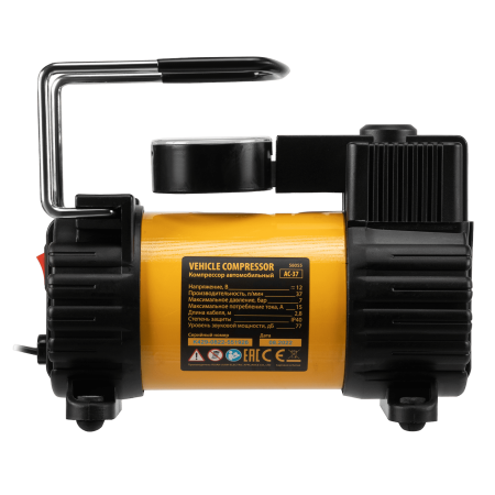Автомобильный компрессор DENZEL AC-37, 12В, 7 атм, 37 л/мин, предохранитель Автомобильный компрессор DENZEL AC-37, 12В, 7 атм, 37 л/мин, предохранитель