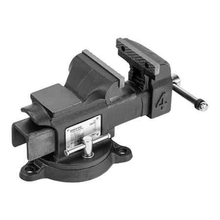 Тиски слесарные DENZEL BVH-100, 100 мм, поворотные, стальная направляющая, с наковальней