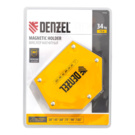Фиксатор магнитный DENZEL для сварочных работ усилие 75 LB, 30х45х60х75х90х135 град.