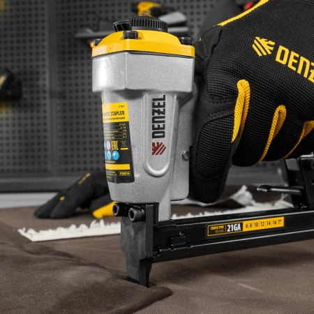 Степлер пневматический DENZEL PS8016 для прямоугольных скоб 21GA от 6 до 16 мм