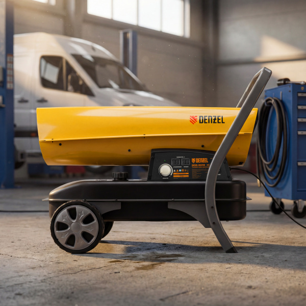 Дизельная тепловая пушка DENZEL DHG-45i, 45 кВт, 1000 м3/ч, прямой нагрев, электронный термостат