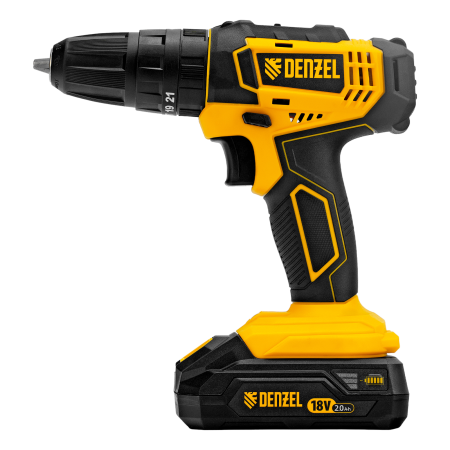 Дрель-шуруповерт аккумуляторная ударная DENZEL CID-18-02BM, Li-Ion, 18 В, 2 акк.