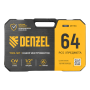 Набор инструментов DENZEL 1/2", 1/4", CrV, S2, пластиковый кейс, 64 предмета