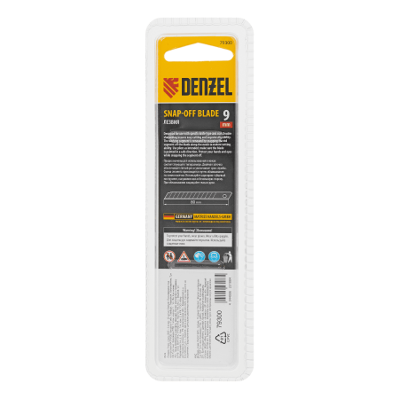 Лезвия DENZEL 9 мм, сталь SK5 - 0,4 мм, 10 штук