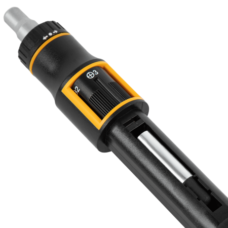 Отвертка реверсивная с револьверным механизмом DENZEL 11 шт, сталь S2