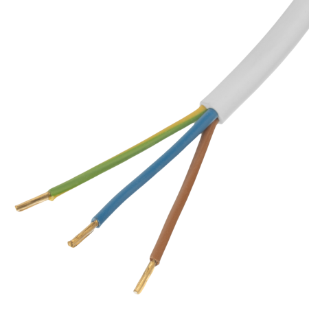 Шнур сетевой Energy Series DENZEL, ПВС, 3 м, 3 x 1 мм, с неразборной вилкой, белый