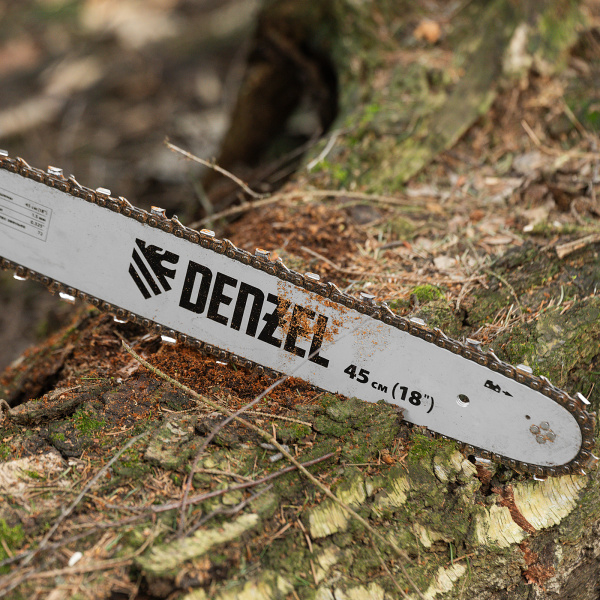 Пила цепная бензиновая DENZEL DS-5218, шина 45 см, 52 см3, 3 л.с, шаг 0,325, 72 звена