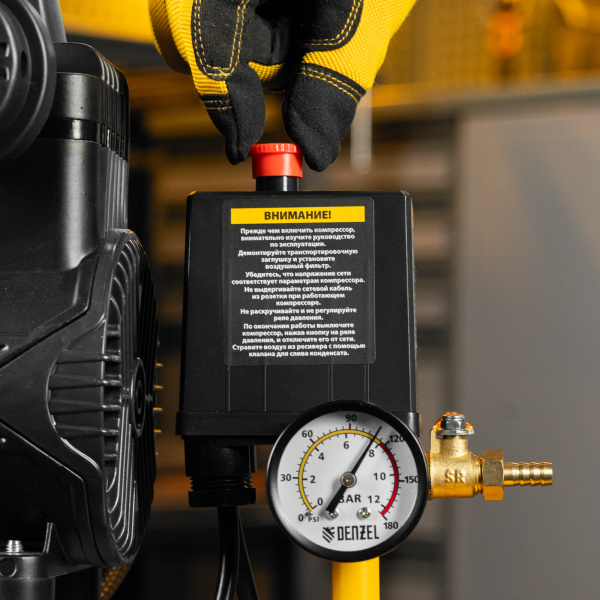 Компрессор безмасл. малошумный DENZEL DLP-950/10, 950Вт,10 л, 2850 об/мин, 170 л/мин