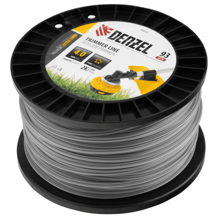 Леска для триммера DENZEL двухкомпонентная звезда, 4,0мм х 93м, на DIN катушке EXTRA CORD