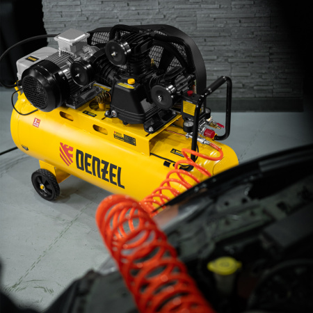 Компрессор воздушный DENZEL BCW3000-T/100, 3.0 кВт, ременный привод, 100 литров, 520 л/мин