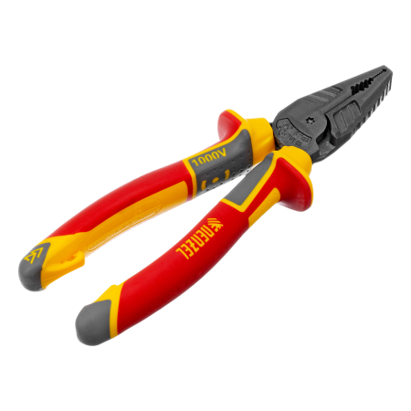 Плоскогубцы комбинированные DENZEL диэлектрические трехкомпонентные рукоятки до 1000 В, 180 мм Плоскогубцы комбинированные DENZEL диэлектрические трехкомпонентные рукоятки до 1000 В, 180 мм