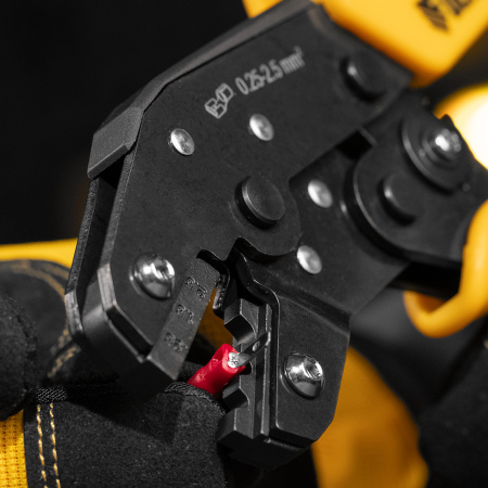 Клещи для обжима неизолированных наконечников DENZEL НК и НВ, разъемов РП, 0,25 - 2,5 мм2