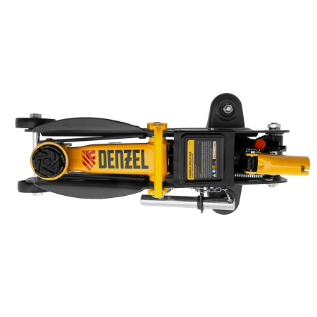Домкрат гидравлический DENZEL подкатной с фиксатором, 2 т, 130-330 мм, в кейсе