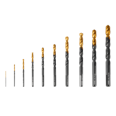 Набор сверл по металлу DENZEL 1-10 мм, HSS-Tin, Golden Tip, 10 шт