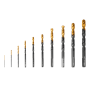 Набор сверл по металлу DENZEL 1-10 мм, HSS-Tin, Golden Tip, 10 шт