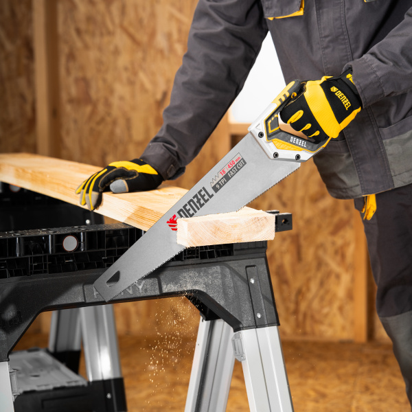 Ножовка по дереву DENZEL  450 мм, 9 TPI, зуб 3D, металлопластиковая рукоятка