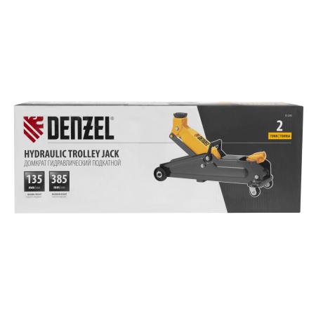 Домкрат гидравлический подкатной DENZEL 2 т, 135-385 мм