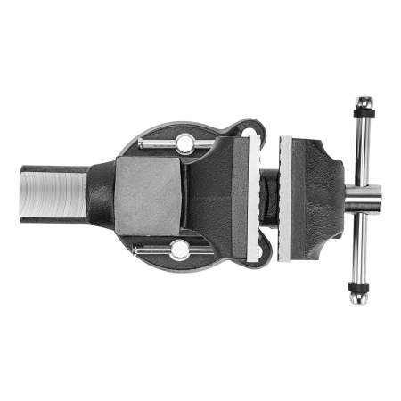 Тиски слесарные DENZEL BVH-100, 100 мм, поворотные, стальная направляющая, с наковальней