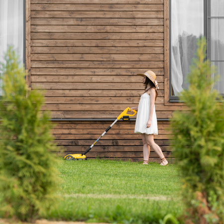 Портативная аккумуляторная газонокосилка DENZEL CLM-22, Li-ion, 20В, 220 мм